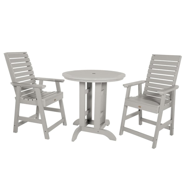 Highwood Usa Weatherly 3pc Round Counter Height Outdoor Patio Furniture Dining Set AD-CNW36-HGR - main